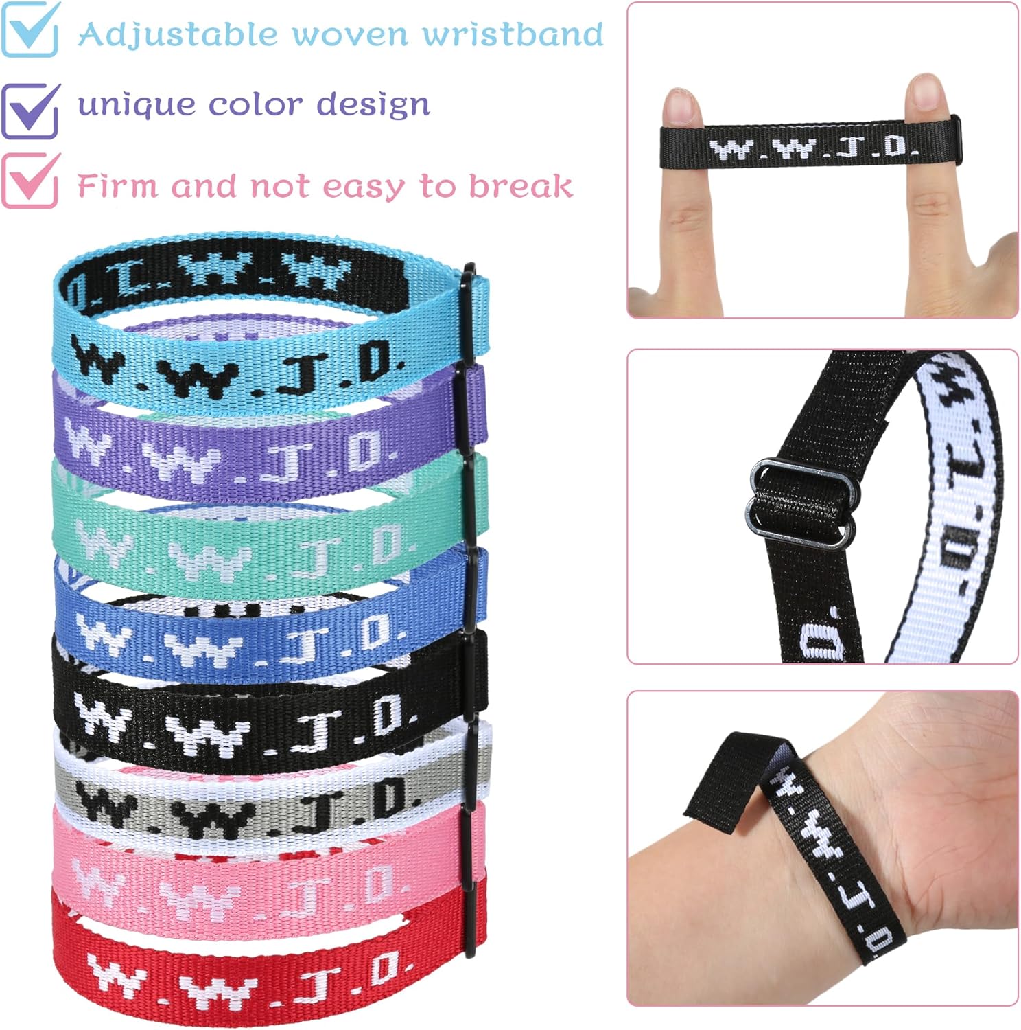 6PCS WWJD Bracelet for Women Men, Christian Gifts Wristbands, WWJD Rubber Bracelets - What Would Jesus Do Bracelet - Image 2