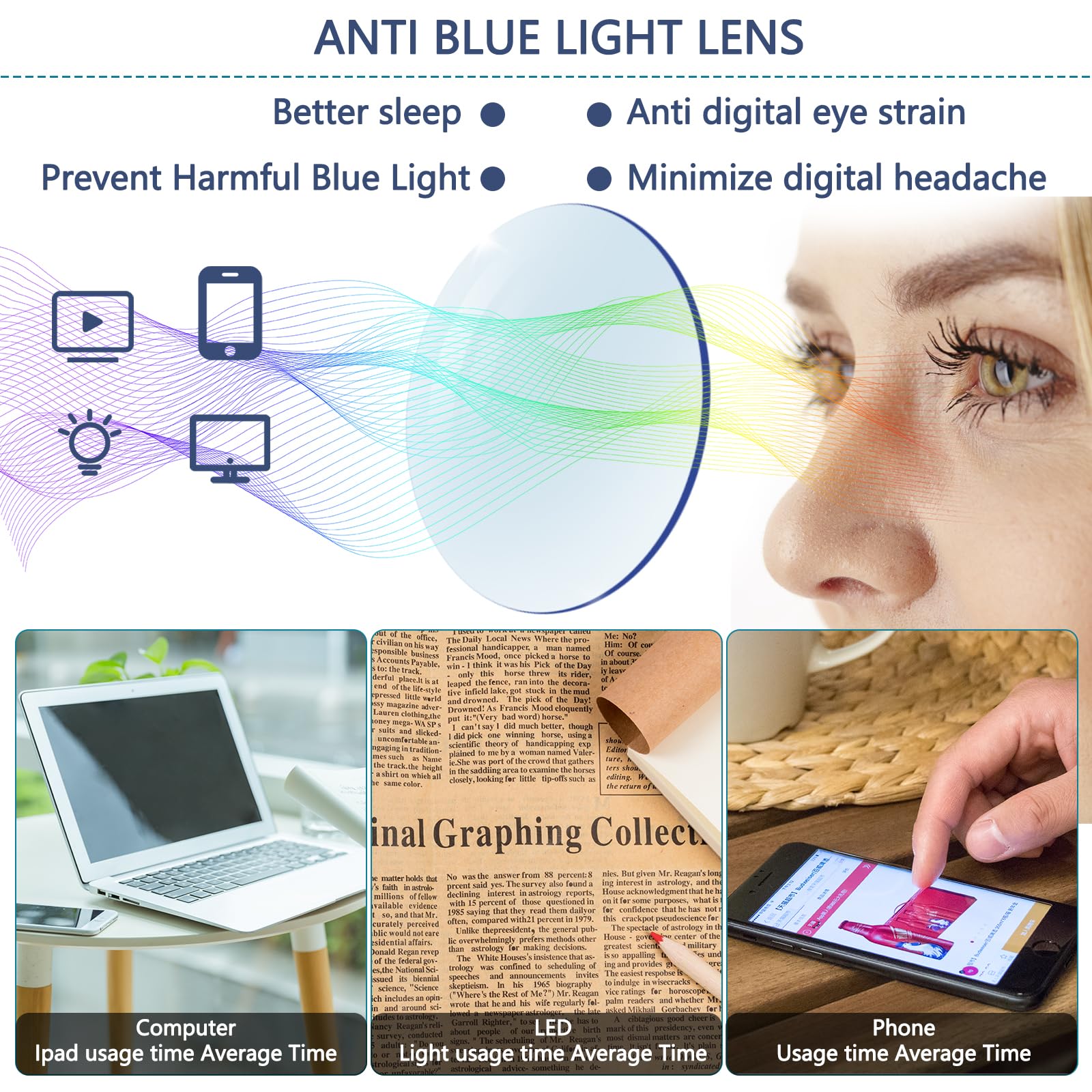 ZONLON 6 Pack Reading Glasses for Men Women Blue Light Blocking Lightweight Black Computer Readers with Spring Hinges (6C 3.5 + ) - Image 4