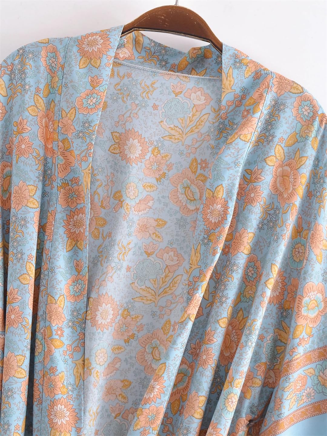 Disimlarl Kimono da donna con stampa bohémien, scollo a V, maniche a pipistrello, maxi abito da spiaggia