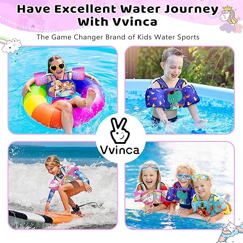 Miniatura 7 de Vvinca Chaleco de natación separable para niños pequeños de 22 a 66 libras (1 a 6 años) Flotador de piscina 3 en 1 y bandas de brazo para niños y