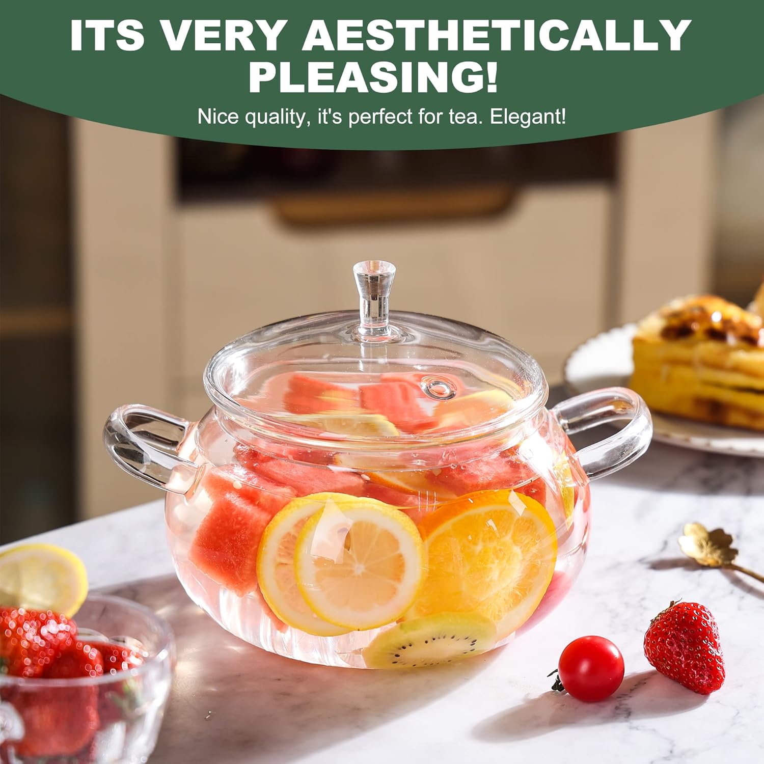 Glass Simmer Pot,83oz/2500ml Clear Glass Pots for Cooking on Stove with Lid, Large Saucepan Cookware Set for Pasta Noodle, Soup, Milk, Baby Food