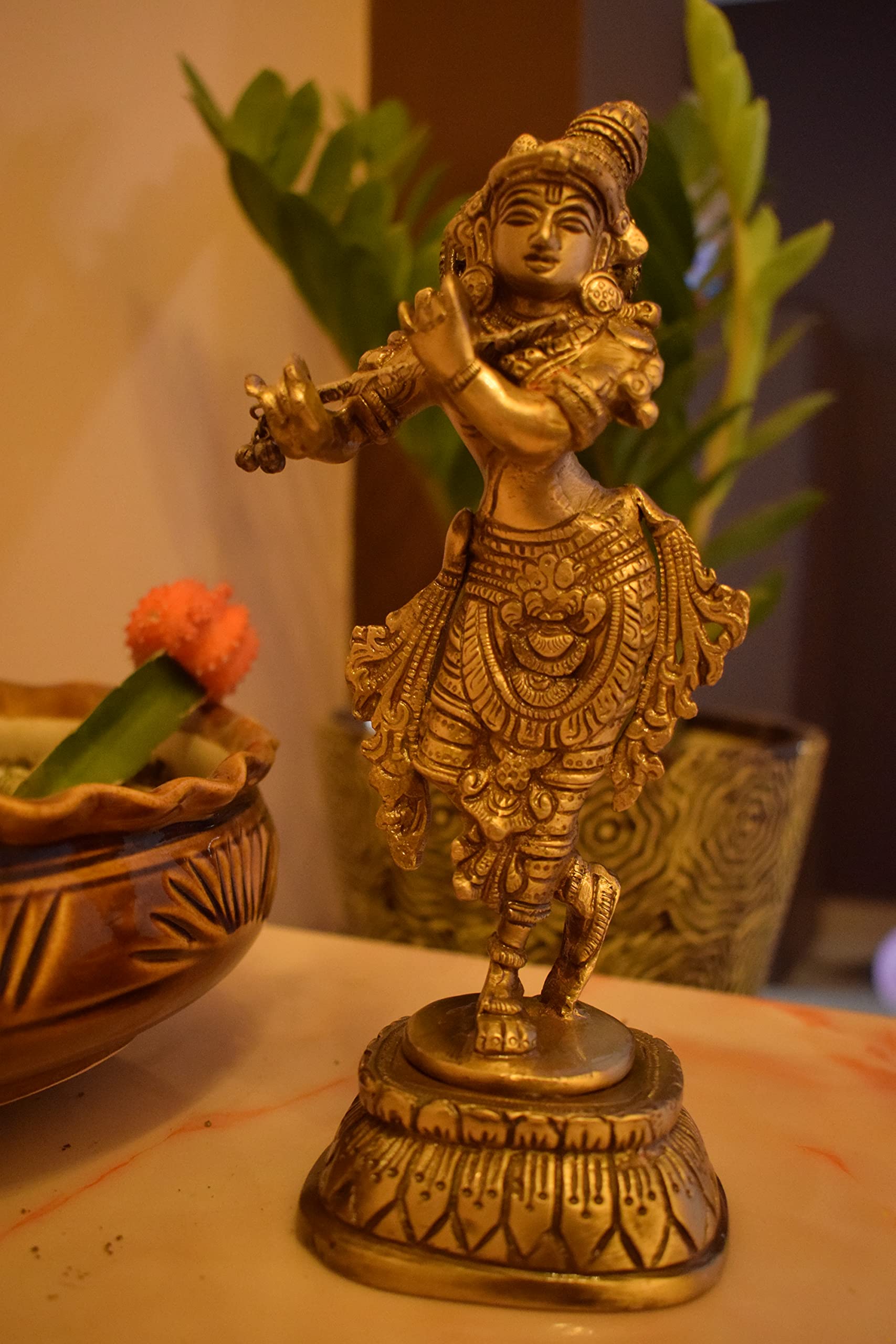 Buy The Banjaras Brass Large Krishna Idol Idols for Home Decor and