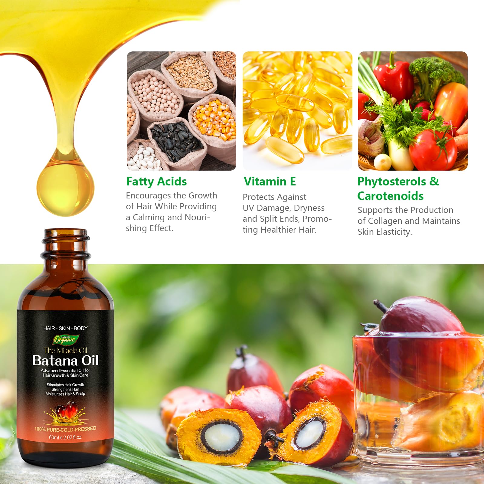 2Pack Batana Oil for Hair Growth Natural Unrefined Batana Oil for Hair Growth Nourish Scalp and Reduce Hair Loss Hair Oils - Image 3