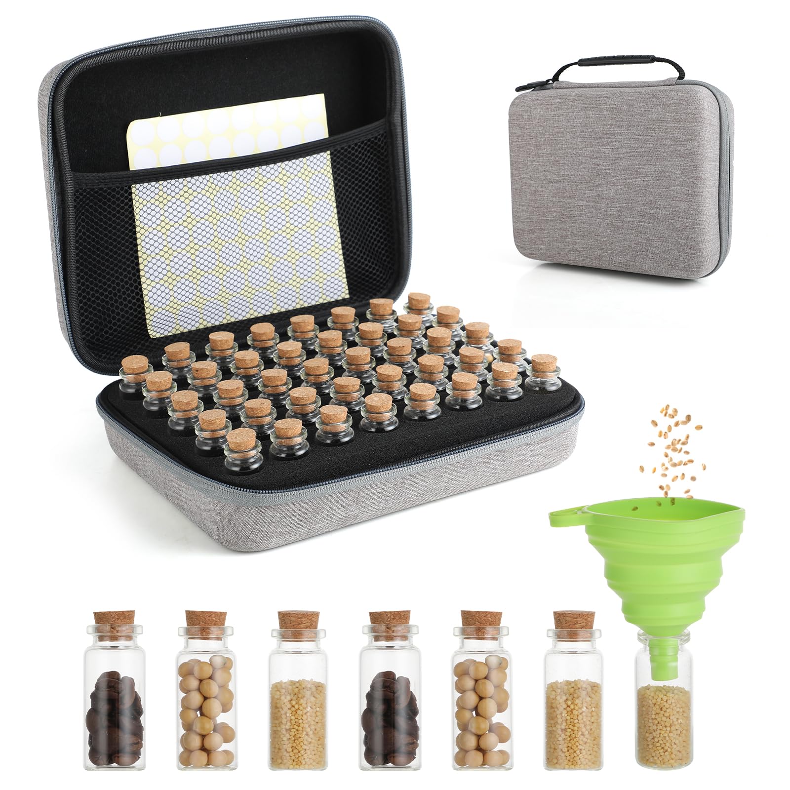 40 Ranuras Caja de Almacenamiento de Semillas,Resistente Organizador de Almacenamiento de Semillas con Etiquetas Adhesivas y Embudo,Caja Organizadora y Categorizar Semillas para Flores y Vegetales