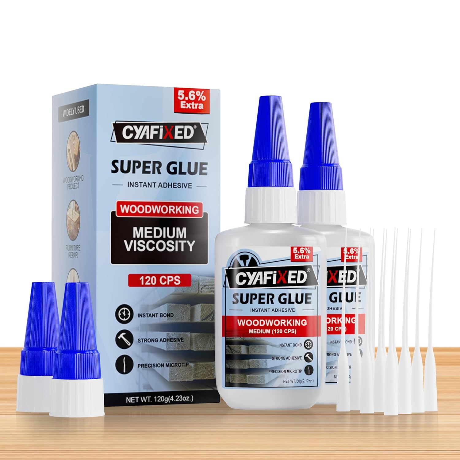 CYAFIXEDSUPERGLUE Wood Super Glue 4oz 113g CA Adhesive - 3580 PSI Instant Clear Bond for Woodworking Crafts Furniture Metal Plastic Repairs