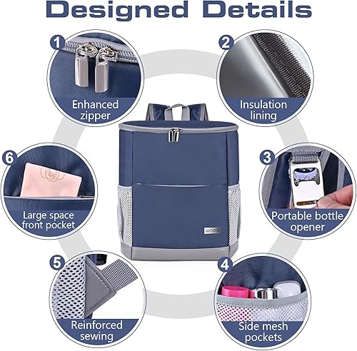 Miniatura 2 de Mochila térmica aislada para exteriores, mochila a prueba de fugas, 30 latas, impermeable, ligera, para retención de calor y frío de 12 horas,