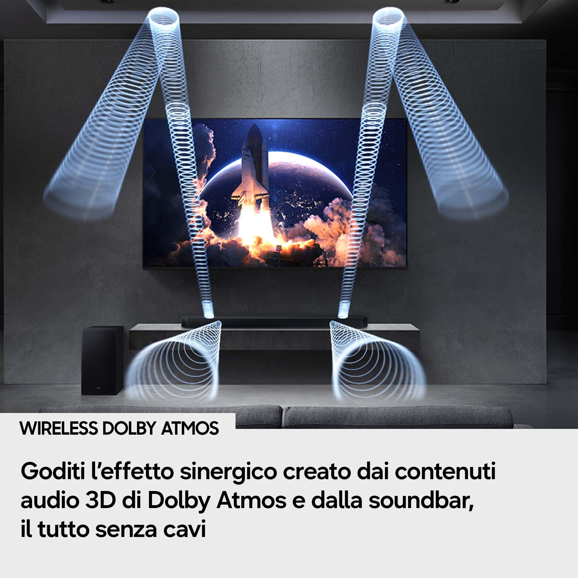 Samsung Q-Serie Soundbar HW-Q600H/XC 3.1.2 Canali, Subwoofer, Wireless Dolby Atmos, Q-Symphony, Adaptive Sound, Connessione TV Wireless, 2026