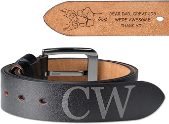 Easycosy Personalized Fathers Day Gift for Dad Grandpa, Personalized Leather Belt for Men, Custom Mens Gift for Dad, Husband