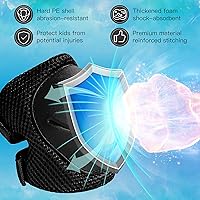 Vista 2 de Juego de protección para niños, rodilleras para niños de 3 a 14 años, rodilleras y coderas con protectores de muñeca 3 en 1 para patinaje, ciclismo