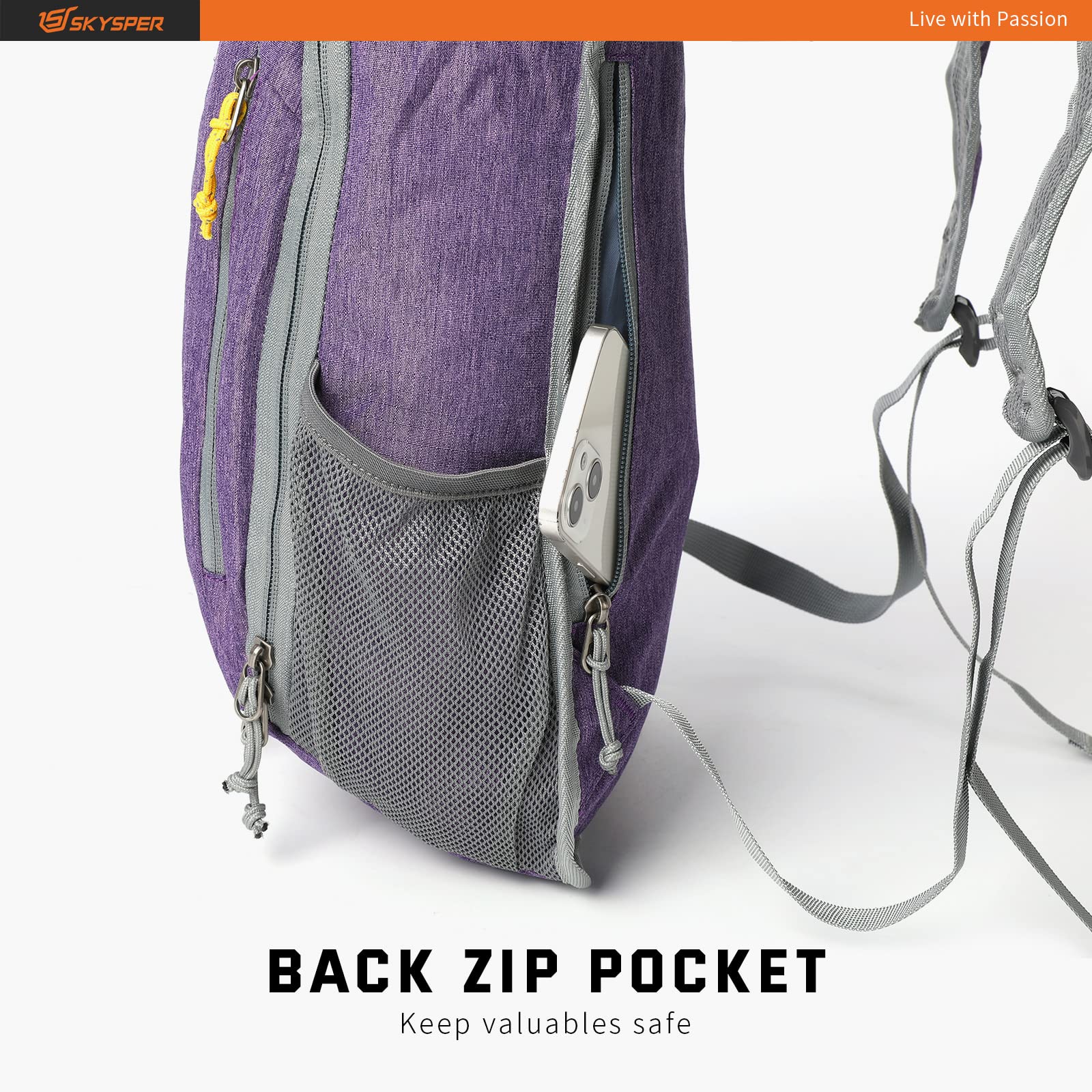 SKYSPER Zaino Leggero Pieghevole 10L, Zainetto Richiudibile Zaino Hiking Salvaspazio per Trekking Viaggi Brevi Escursioni Ciclismo