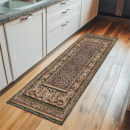 Miniatura 24 de Alfombras Grandes de Área con Estampado de Leopardo Marrón para Sala de Estar y Comedor, Alfombra de Piso Moderna Abstracta Lavable de 5'x8',