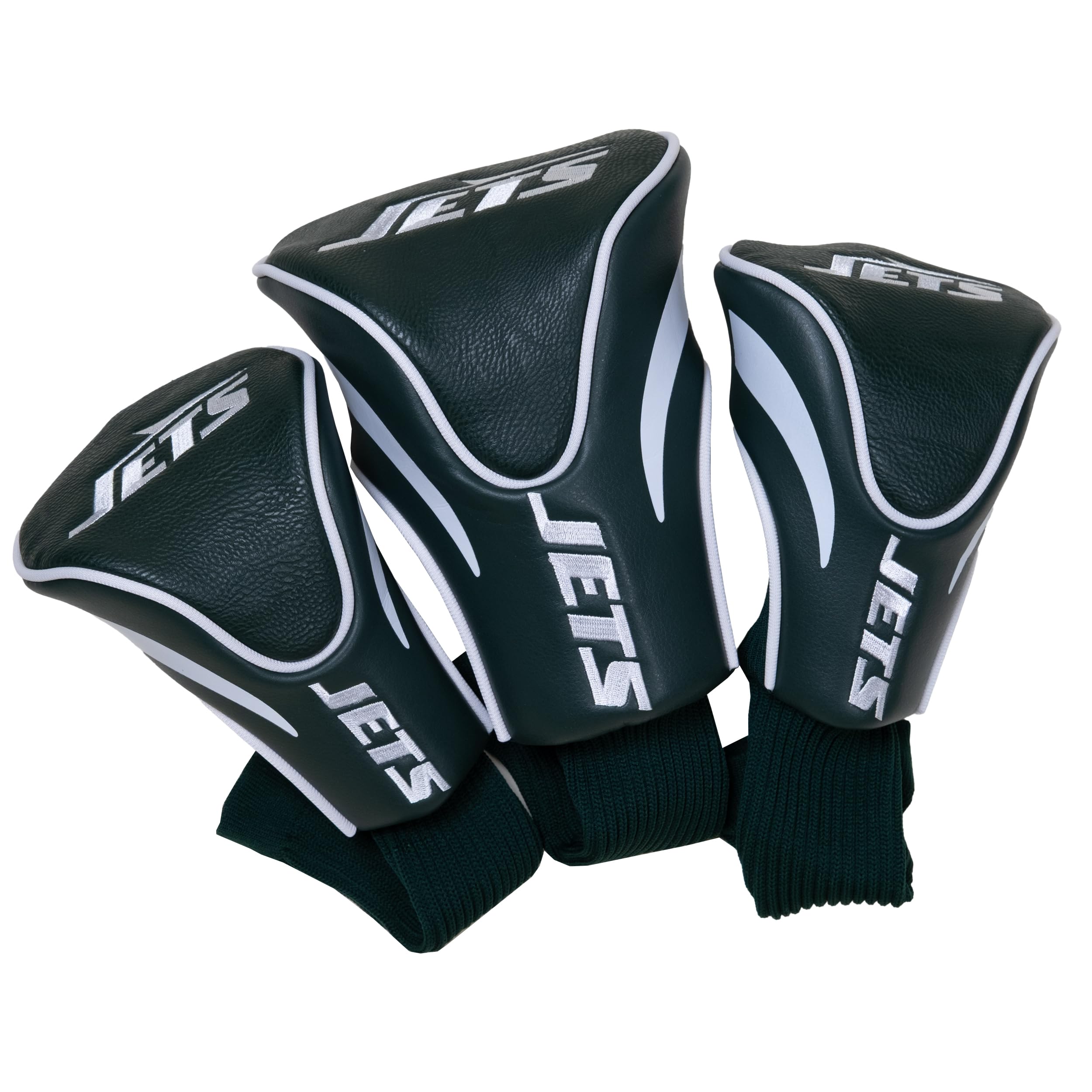 Team Golf NFL New York Jets Contour Golf Club Headcovers (3 Count) Numbered 1, 3, & X, Fits Oversized Drivers, Utility, Rescue & Fairway Clubs, Velour lined for Extra Club Protection — image 1