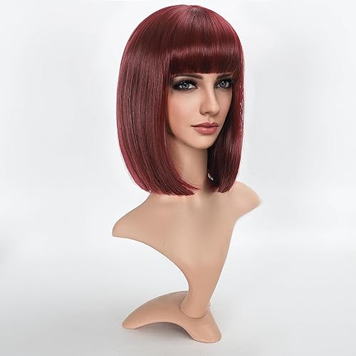 Miniatura 2 de Pelucas cortas estilo Bob para mujer, peluca Bob con flequillo de 14 pulgadas, peluca recta Bob con flequillo para mujer, aspecto natural para uso