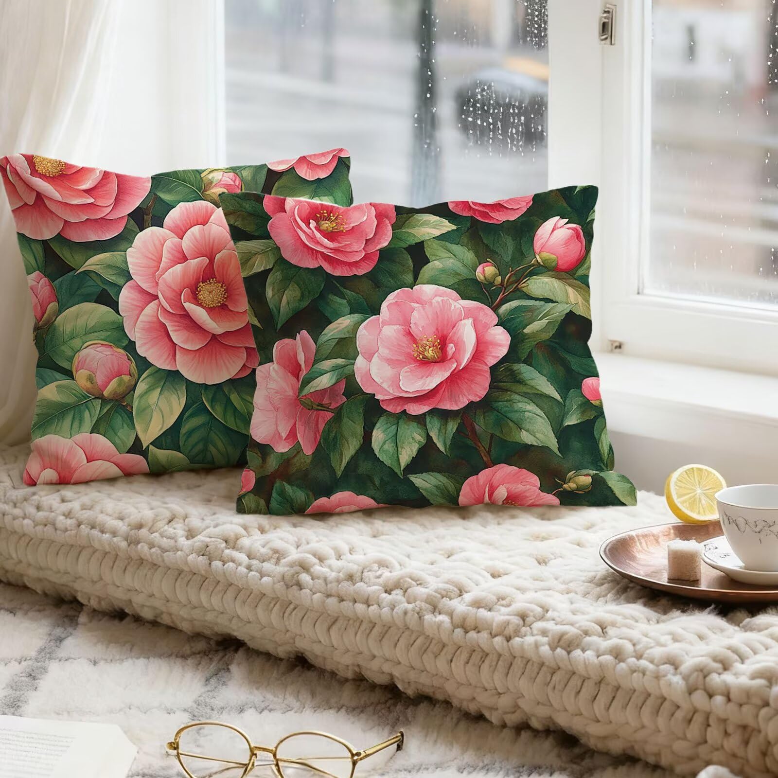 Verde Federe Cuscini Divan 60x60 Rosa Federe Cuscino Letto Super Morbido Copricuscino Letto Set di 4 Cuscini Divano Decorazioni Autunnali Copricuscini Arredamento Casa Sedia Soggiorno Giardino E - 905