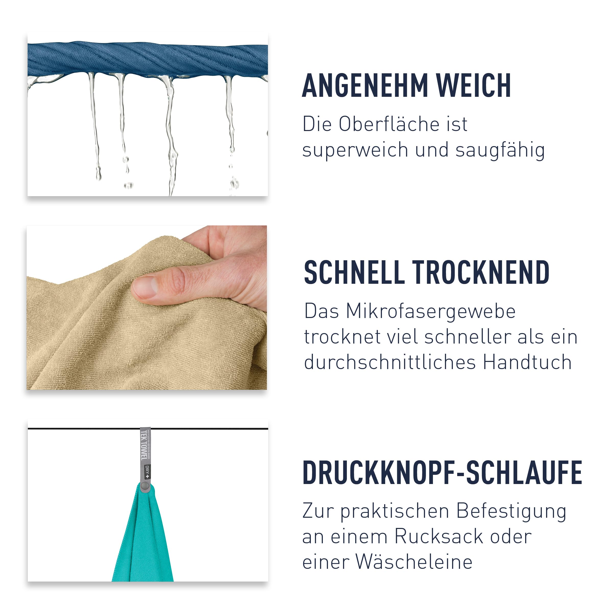 Sea to Summit - Tek Towel Reisehandtuch - Badetuch - Weiches Frottee - Saugfähig & Schnelltrocknend - Aufhänger & Tasche - Camping, Bootsfahrten & Fitness