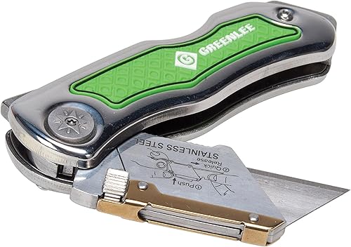 Miniatura 12 de Greenlee 0652-22 Cuchillo utilitario plegable de 8.9 pulgadas con hoja dentada retráctil de 3 posiciones, plataverde