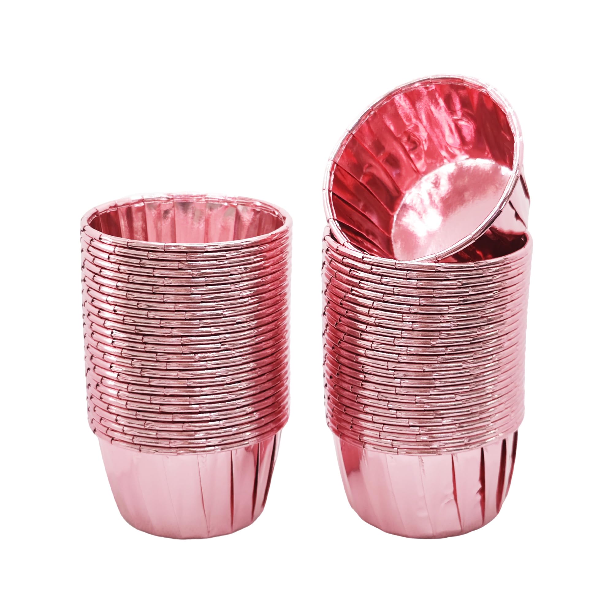 pson 50Pcs 3.5 Oz Cupcake Baking Cups, Disposable Aluminum Metallic Foil Muffin Liners for Baking, Party, Wedding, Holiday(Rose Gold)