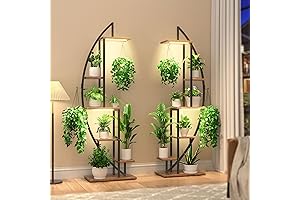 6 Tier Half Moon Plant Stand Indoor with Grow Lights
