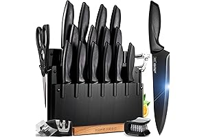 Home Hero 20-Piece Black Kitchen Knife Set with Sharpener