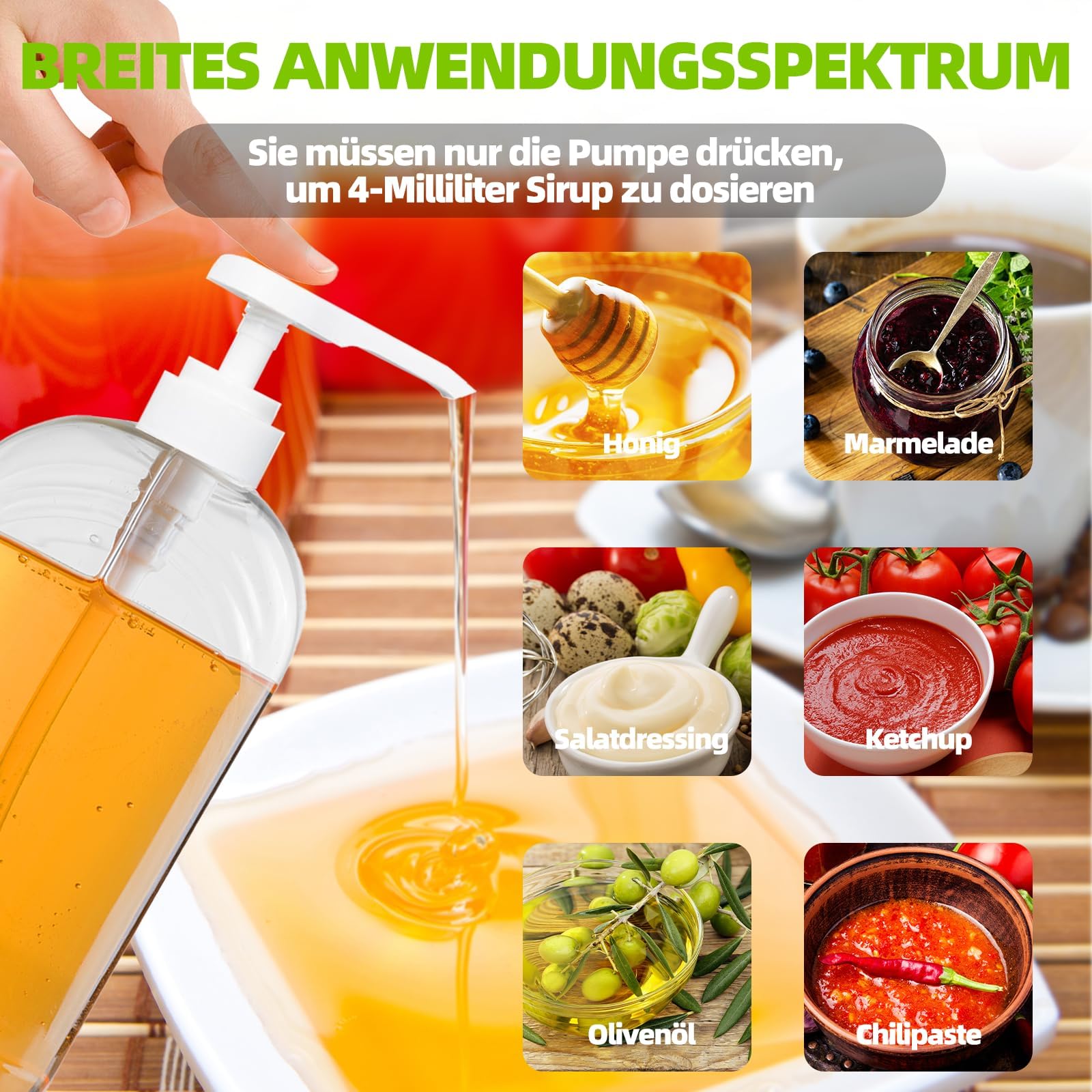 Produktbild von 2x Pumpspender 1000ml – Dosierpumpe Für Sirup, Shampoo & Conditioner, 28/410 Gewinde, Weiß