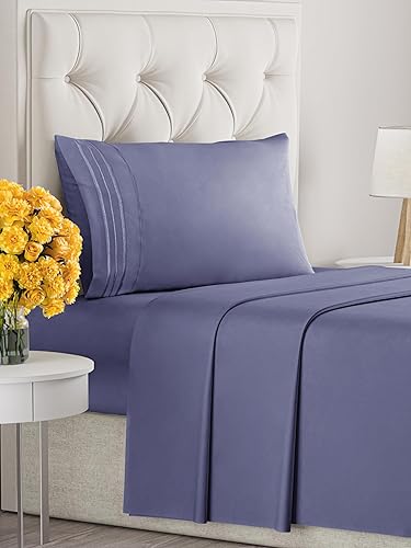 Vista 1846 de Juego de sábanas de 4 piezas tamaño king, extrasuaves, transpirables y refrescantes con esquinas profundas, sábanas de fácil ajuste y sin arrugas