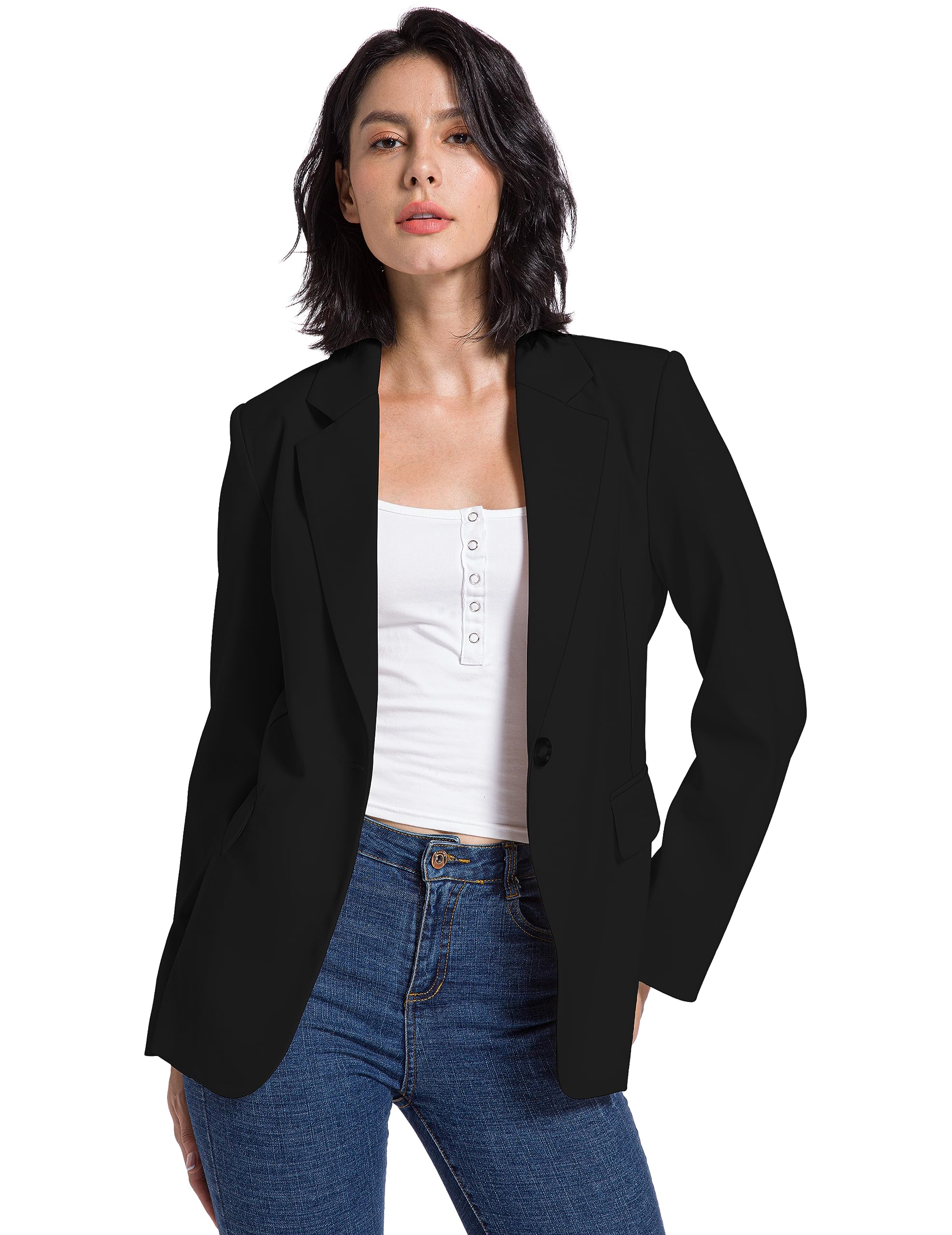 V VOCNI Womens Blazer Jackets Long Sleeve Lapel Open Front Pockets Casual Work Office Blazers Button Jacket Suit