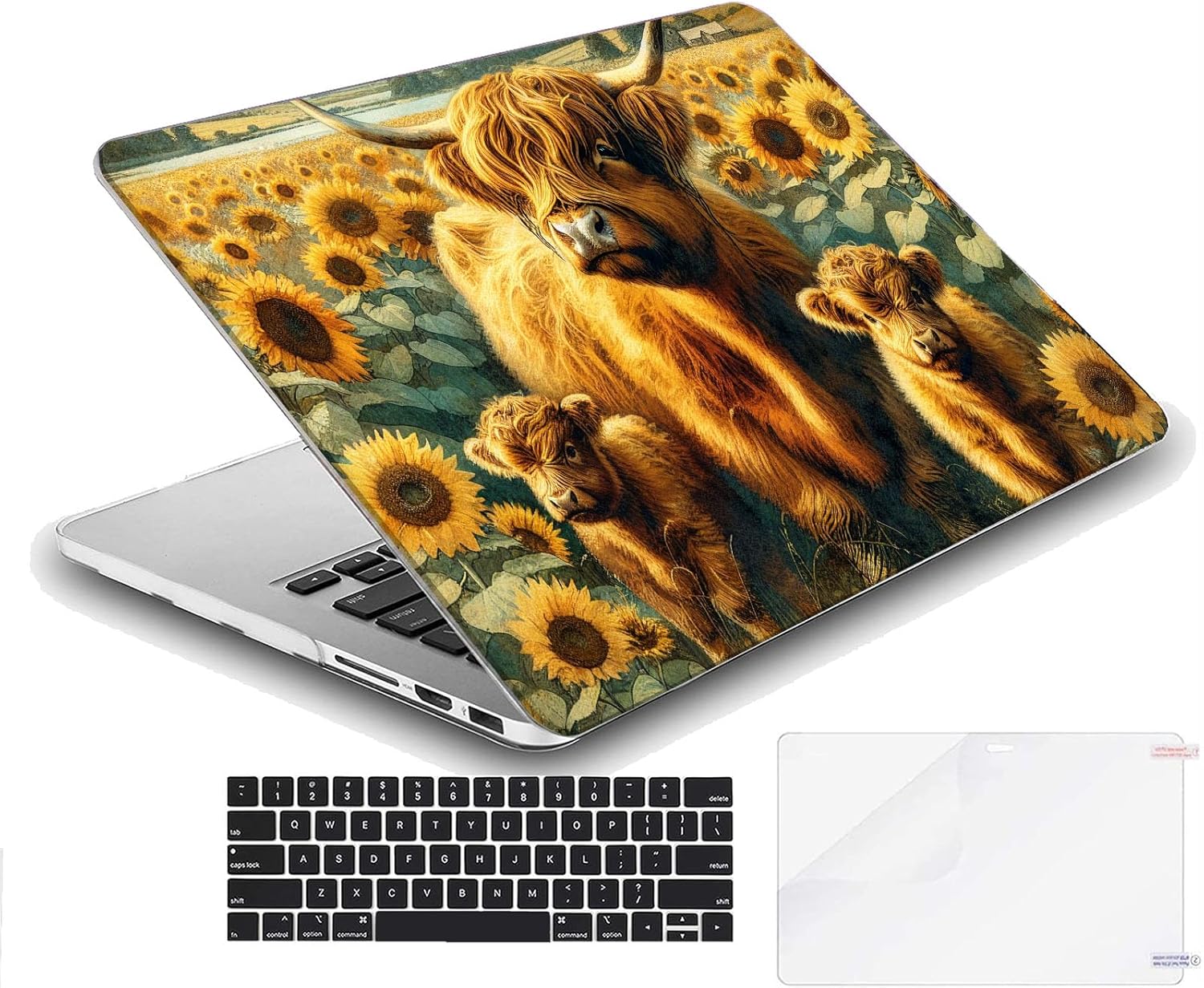 Compatible with MacBook Neo 13-inch, Hard Shell Case with Keyboard Cover and Screen Protector (A3404 A18 Pro chip, 2026 Release) - Highland Cow MC24128