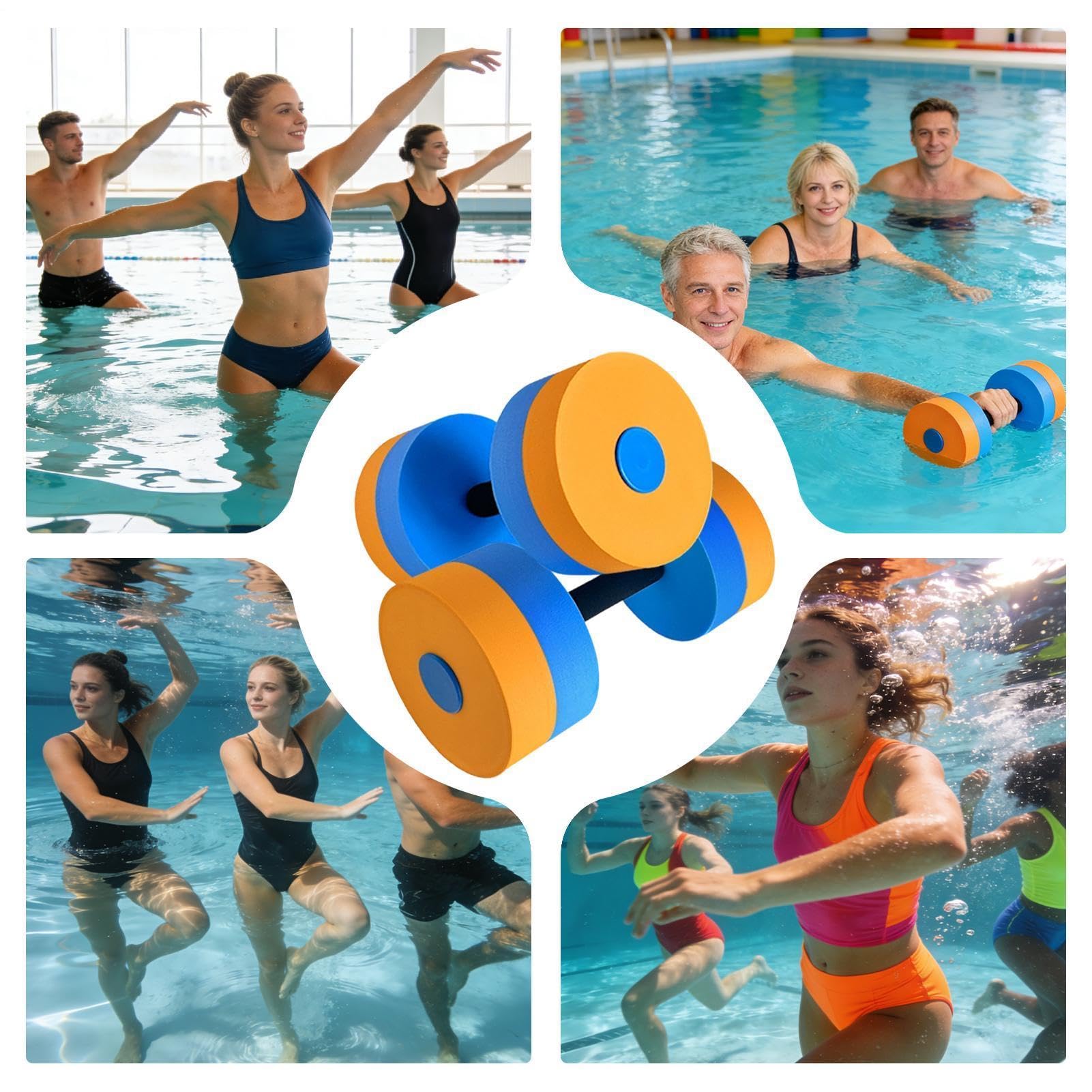 Set Di 2 Manubri Acquagym Piscina, Pesis Acqua Fitness EVA Ad Alta Densità, Bilanciere Acqua Per Esercizi Aerobici, Attrezzature Sportive Waters Per Bambini Adulti Uomini Donne