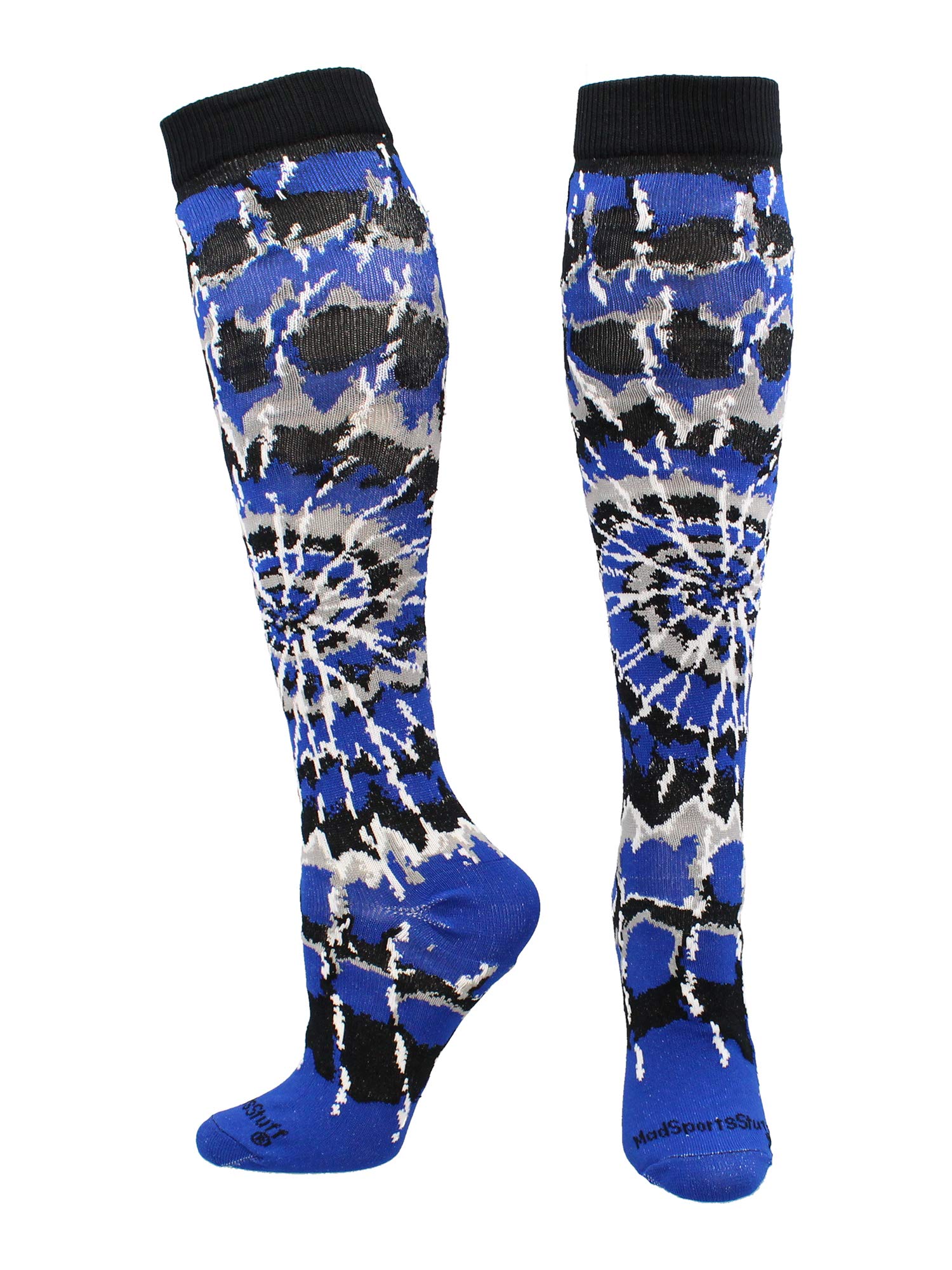 MadSportsStuff Crazy Tie Dye Socks for Softball Soccer Volleyball Tall Over the Calf Athletic Socks Fun Neon Colors