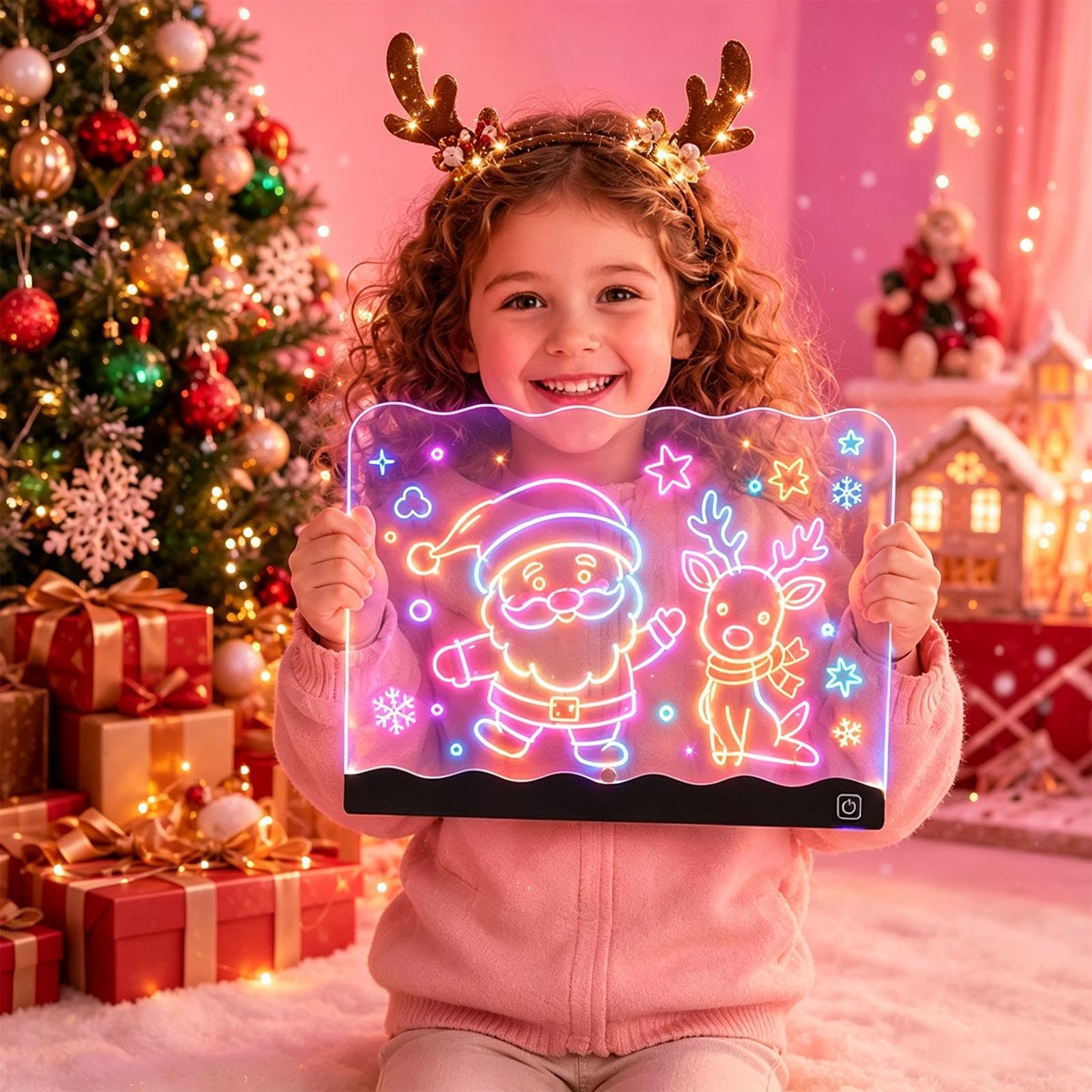 Lavagna da disegno a LED per bambini, blocco da scrittura ricaricabile con pennarelli | Lavagna LED per bambini, ragazze, ragazzi, scuola, classe, casa, viaggi, auto, aereo