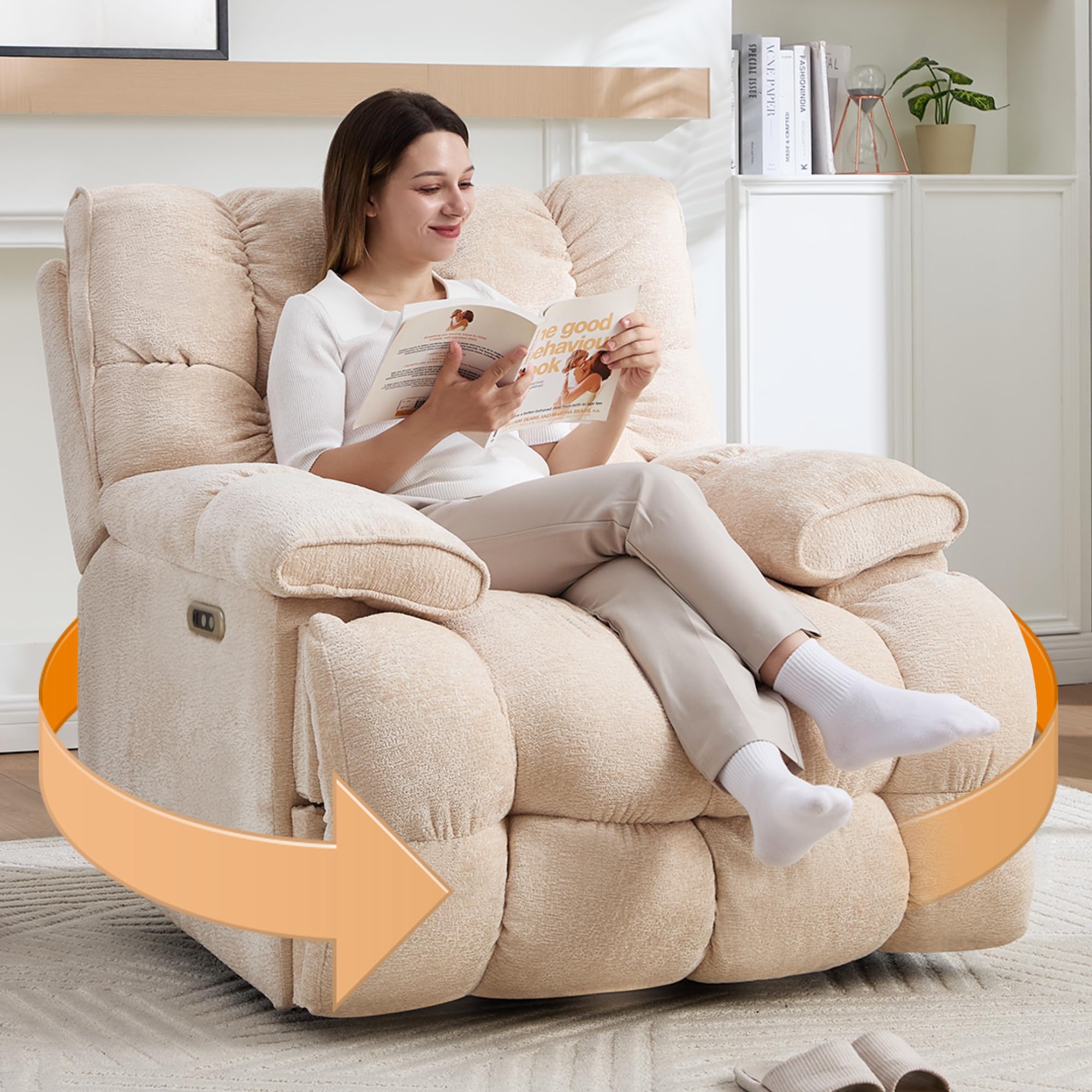 GARTMILAN Oversized Power Swivel Rocker Recliner