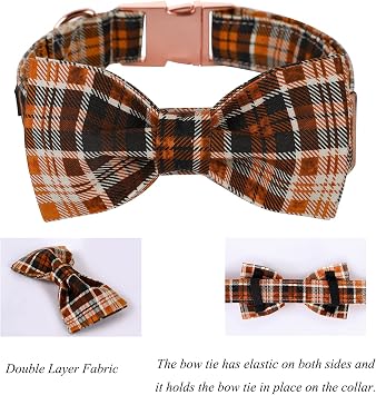 Lionet Paws Dog Collar with Bowtie, Autumn Bowtie for Dogs and Cats, Adjustable Comfortable Dog Collar Girl Boy, XS, Neck 20-30cm