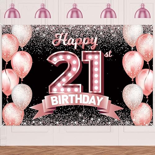 Vista 46 de Feliz cumpleaños número 31, fondo de pancarta dorado rosa, celebrando los 31 años, decoraciones temáticas de globos de confeti para mujeres de 31