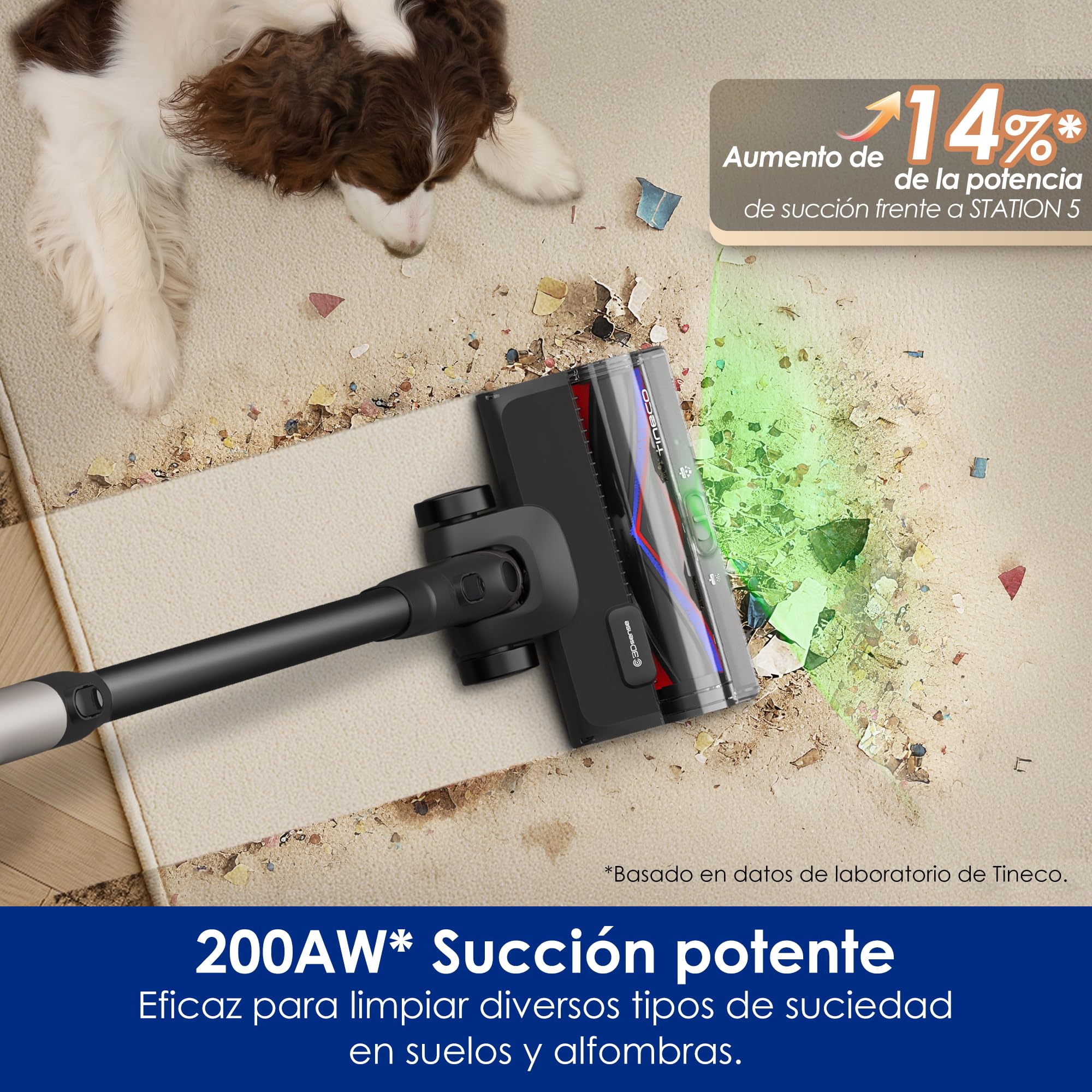 Tineco Pure One Station 5 Pro - Recolección automática de Polvo - Auto-Limpieza Completa - Aspirador inalámbrico 200AW*. Cepillo ZeroTangle. hasta 100 Minutos de autonomía
