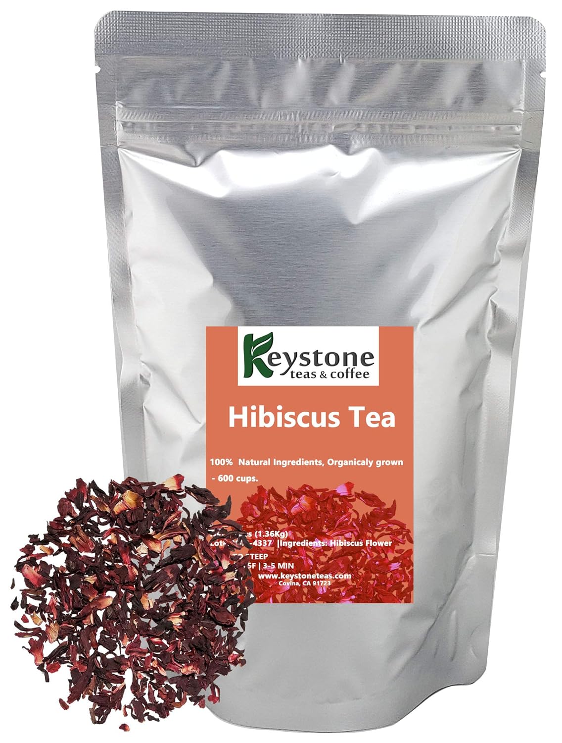 Hibiscus Tea- Cut and Sifted (1 pound Bulk Bag) – 200 Cups 100% natural grown loose leaf tea help lower blood pressure, caffeine free, Flor De Jamaica