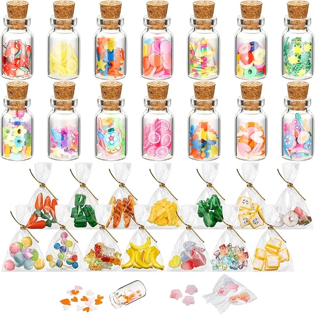 SKYLETY 30 Pcs Cute Miniature Dollhouse Food Jar Glass Bottle Mini Dollhouse Accessories 1: 12 Doll Miniature Toys Miniature Dollhouse Accessories Food for Adults Teenagers, Party Decorations