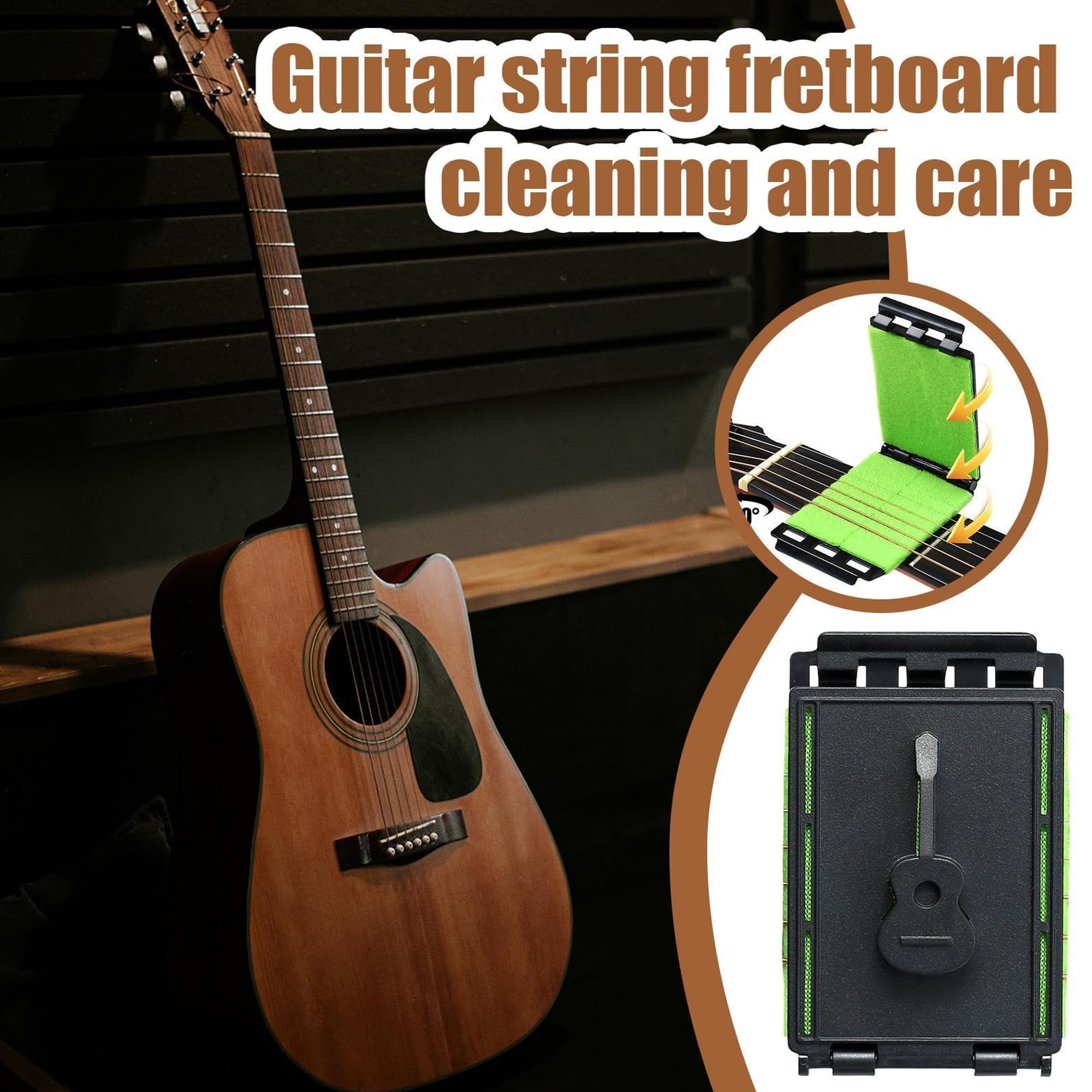 Limpiador de cuerdas para diapasón de guitarra, paños de limpieza rápida para trastes, herramientas para eliminar manchas ocultas, accesorios de mantenimiento, hilo (6Pcs, Rust removal)