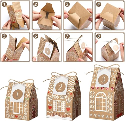 Miniatura 6 de Woanger 24 Cajas de Calendario de Adviento Vacías para Rellenar, Calendario de Adviento de Navidad DIY 24 Días Cuenta Regresiva Regalo Navidad Casa