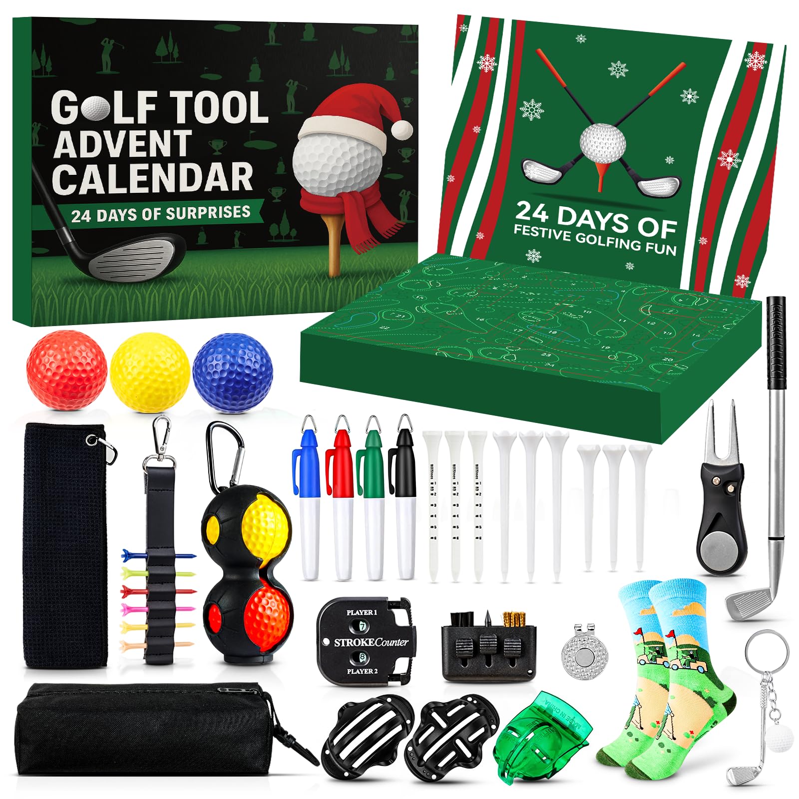Golf Advent Calendar 2025 Adult Men - 24 Days Golf Accessories & Tools, Colorful