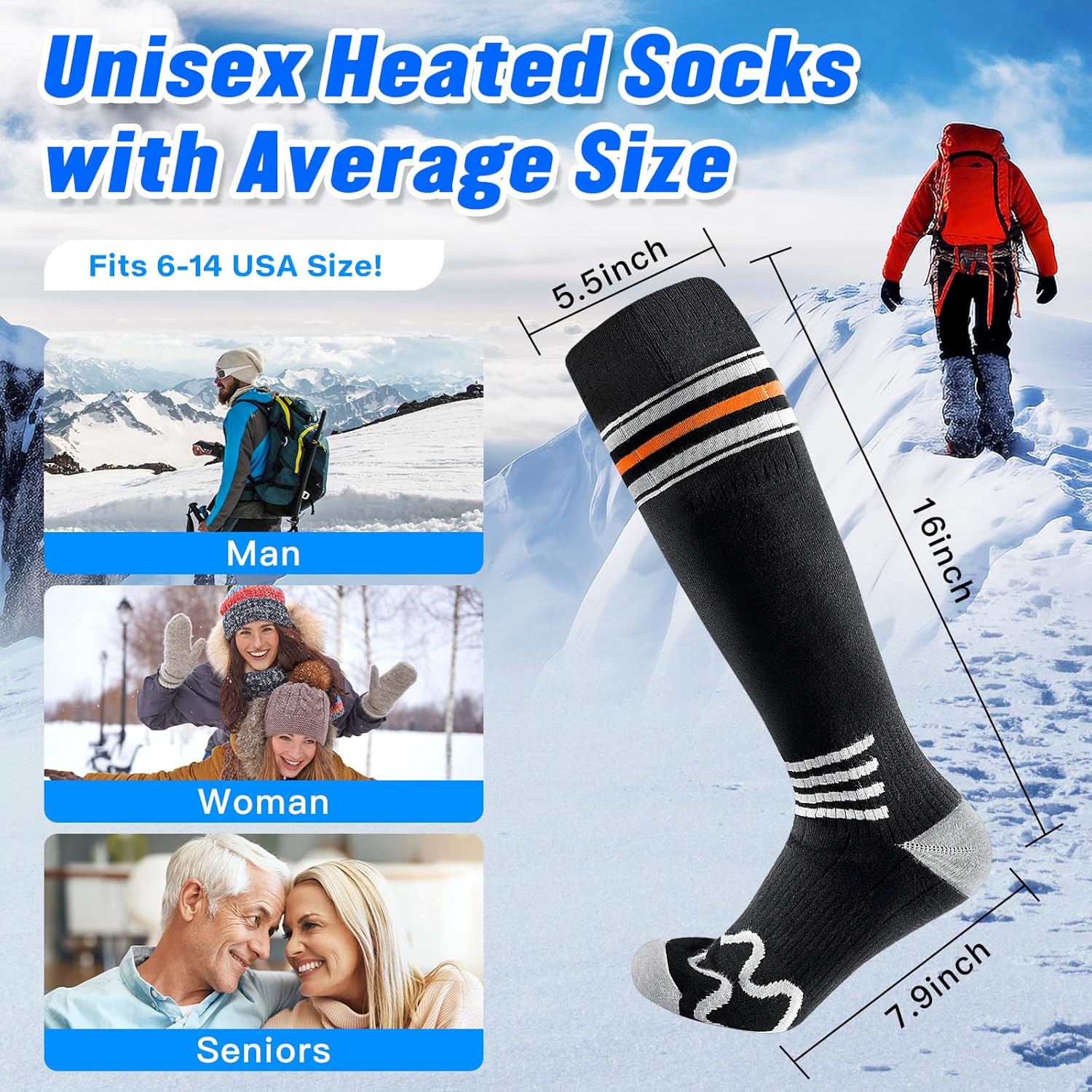 Heated Socks for Men Women, 5000mAh Upgrade Rechargeable Electric Battery Heating Socks with APP Control, Foot Warmer Washable for Hunting Camping Skiing Sports Outdoor Work - Image 3
