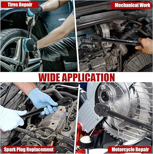 Miniatura 6 de RIMKOLO Llave dinamométrica de clic de 12 pulgada, llave dinamométrica de doble dirección de 72 dientes con hebilla (10-150 ft.-lb.13.6-203.3 Nm)