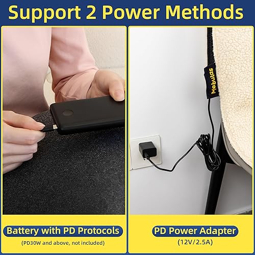 Miniatura 6 de Mebulas Smart Heated Pad PRO para silla, sofá, campamento, viajes, manta térmica eléctrica mejorada con 3 niveles de calor (104F -140F)