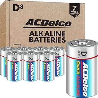 ACDelco 8-Count D Batteries, Maximum Power Super Alkaline Battery for Home and Office, 7-Year Shelf Life, Reclosable Packaging