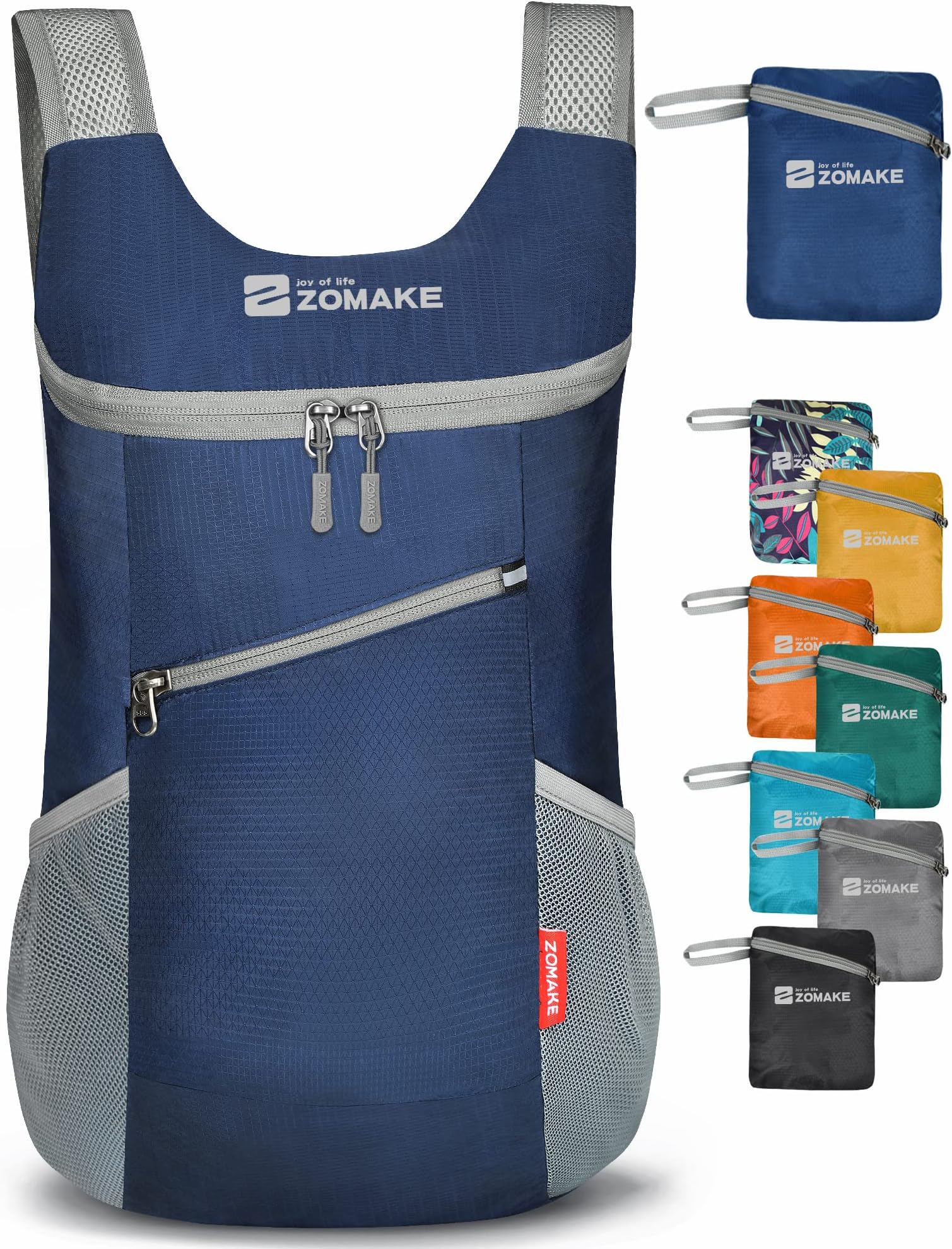 ZOMAKELightweight Packable Backpack 14L, Foldable Backpacks Small Daypack Hiking Daypacks Water Resistant Day Bag for Travel(Navy Blue)