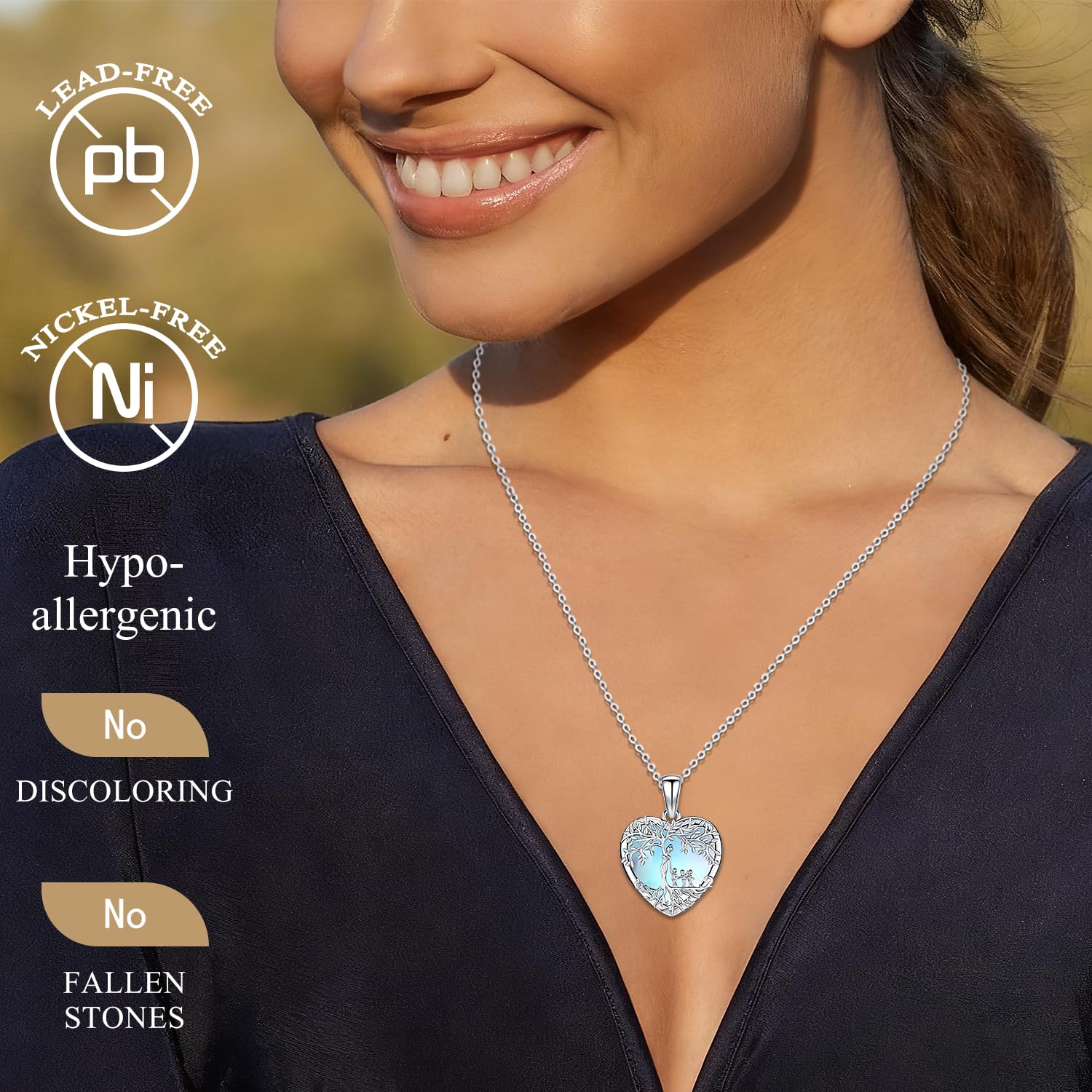Odinstone Collier Arbre de Vie en argent sterling 925 Pendentif Famille Bijoux pour Femme Cadeaux pour Maman Bijoux Fête des Mères