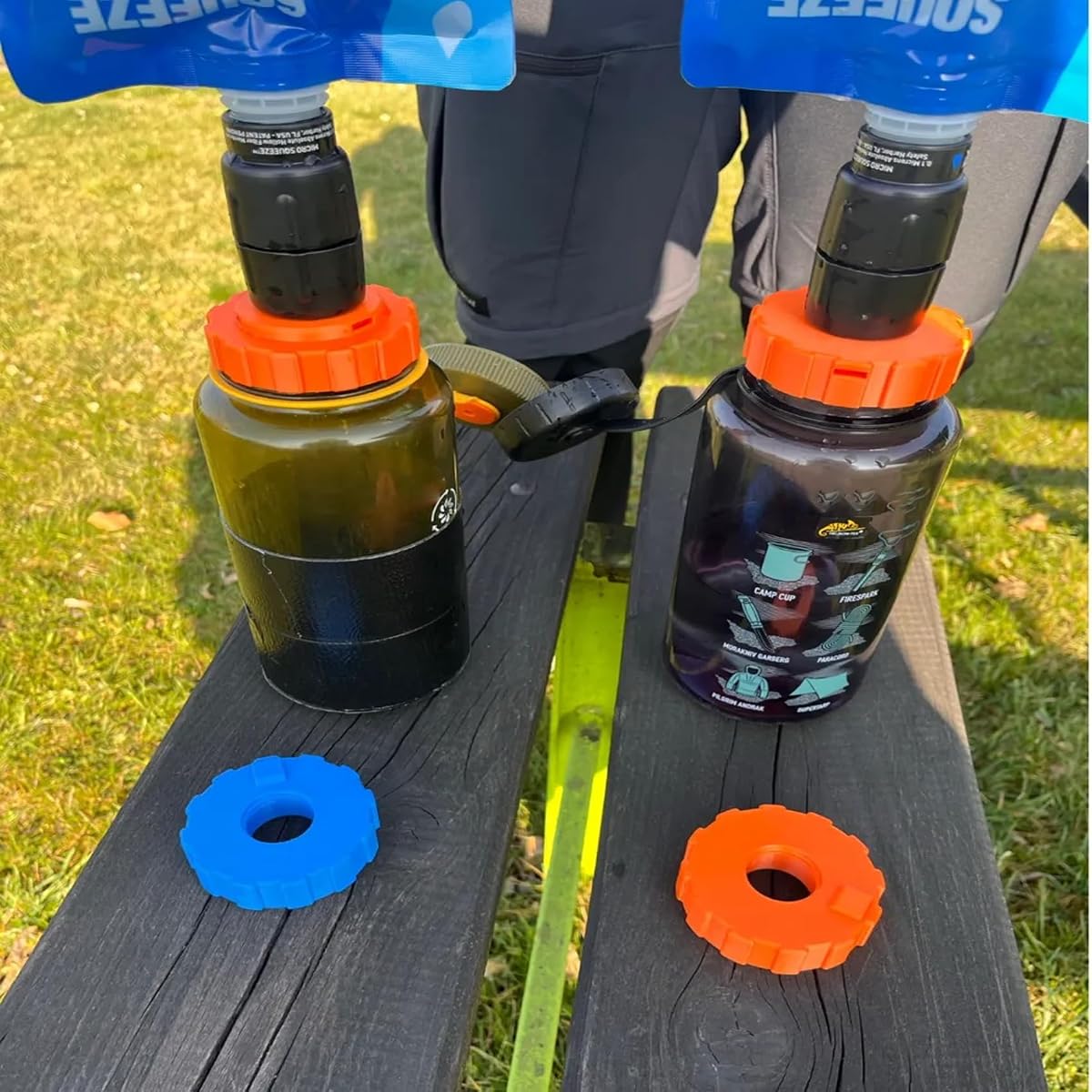 Adaptador de filtro de agua de 2 piezas compatible con Sawyer, compatible con Nalgene, compatible con botellas Helikon, conector de filtración universal para senderismo, uso en exteriores