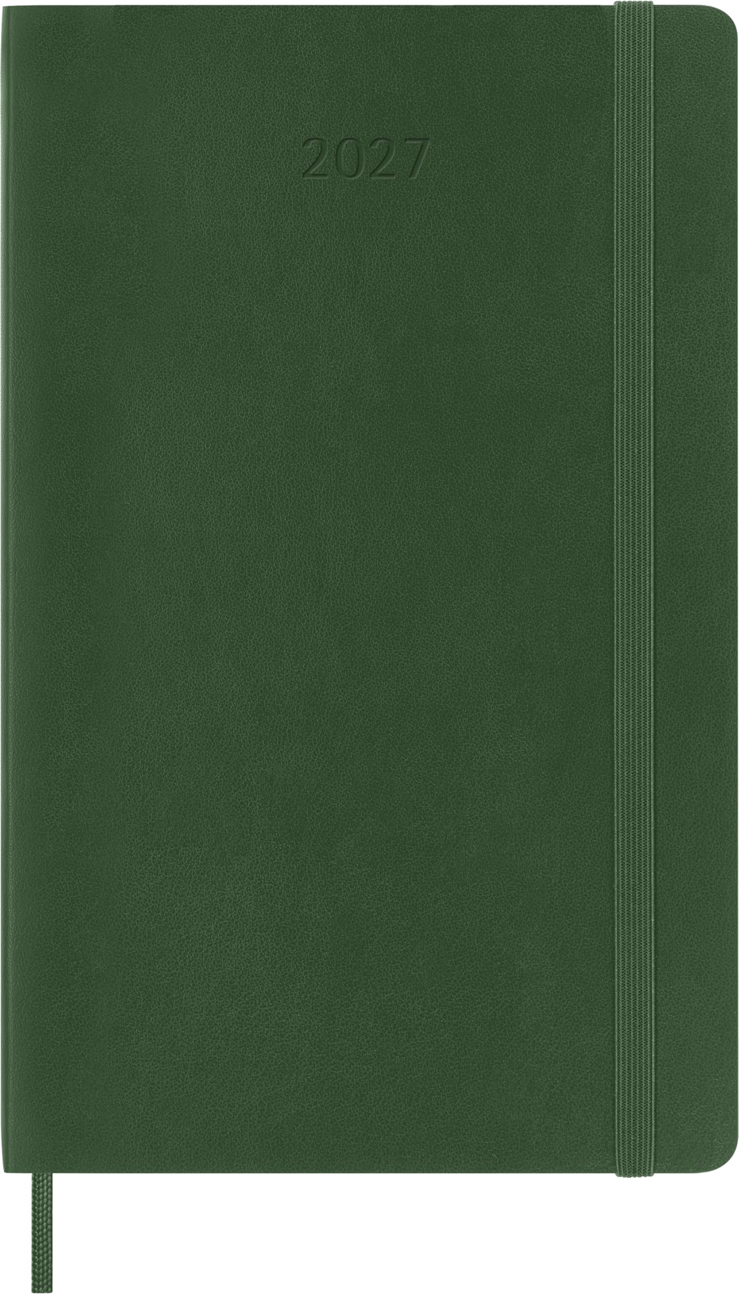 Moleskine Daily Planner 2027, Soft Cover 12 Month Diary with Elastic Closure, Large 13x21 Cm, Myrtle Green