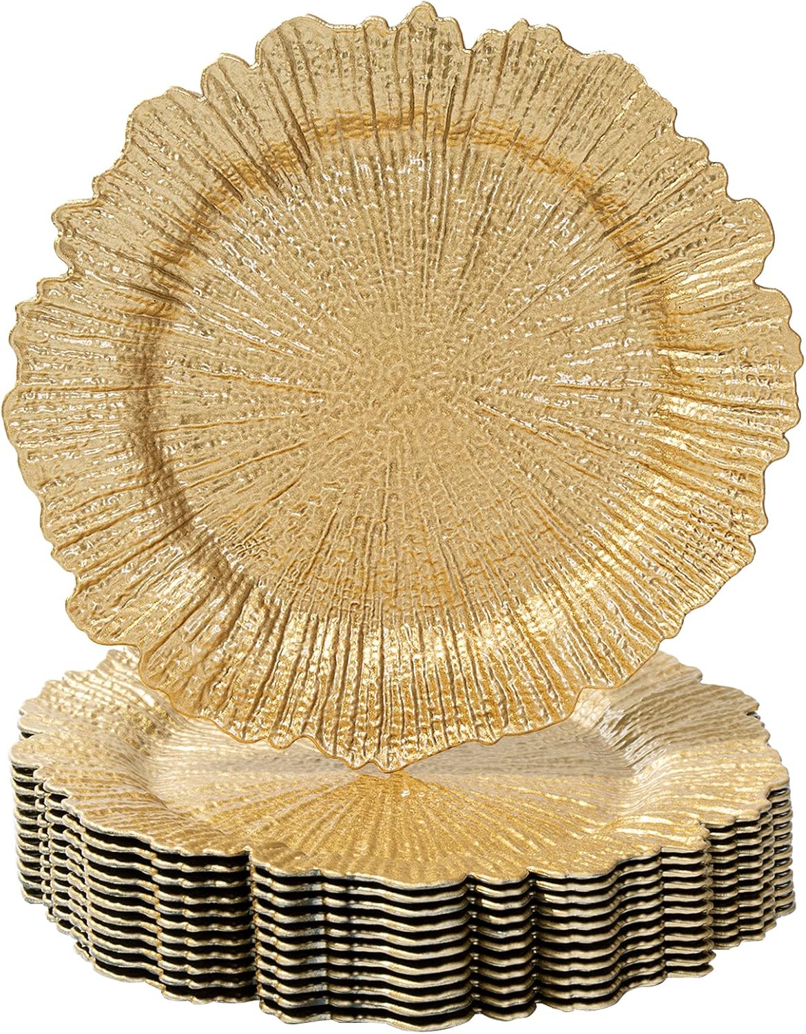 MAONAME Gold Charger Plates Set of 12, Reef Plate Chargers