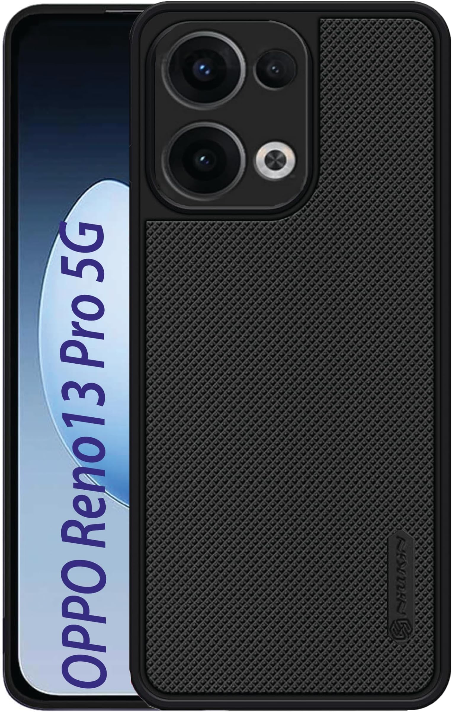 FabeKee Silicone Back Cover Case Compatible for Oppo Reno13 Pro (Textured Grip Design | Camera Protetion | Slim and Light Weight | Soft Touch and Feel | Black)