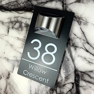 K Smart Sign | Exalted LED F2728 | House Numbers Plaques With Solar Light House Signs Door Number For Wall With Light Name Plaques For Outside (Matt Gray & Modern Font)